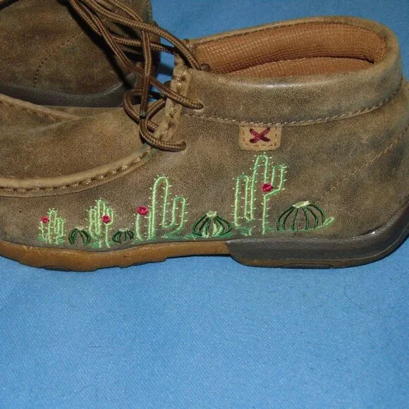WOMEN'S  TWISTED X  LEATHER  CHUKKA BOOTS  EMBROIDERED CACTUS - Picture 2 of 5
